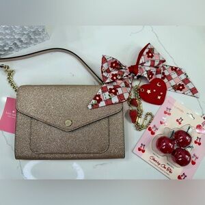Kate Spade Tinsel BUNDLE Rose Gold Gold Crossbody & Accessories